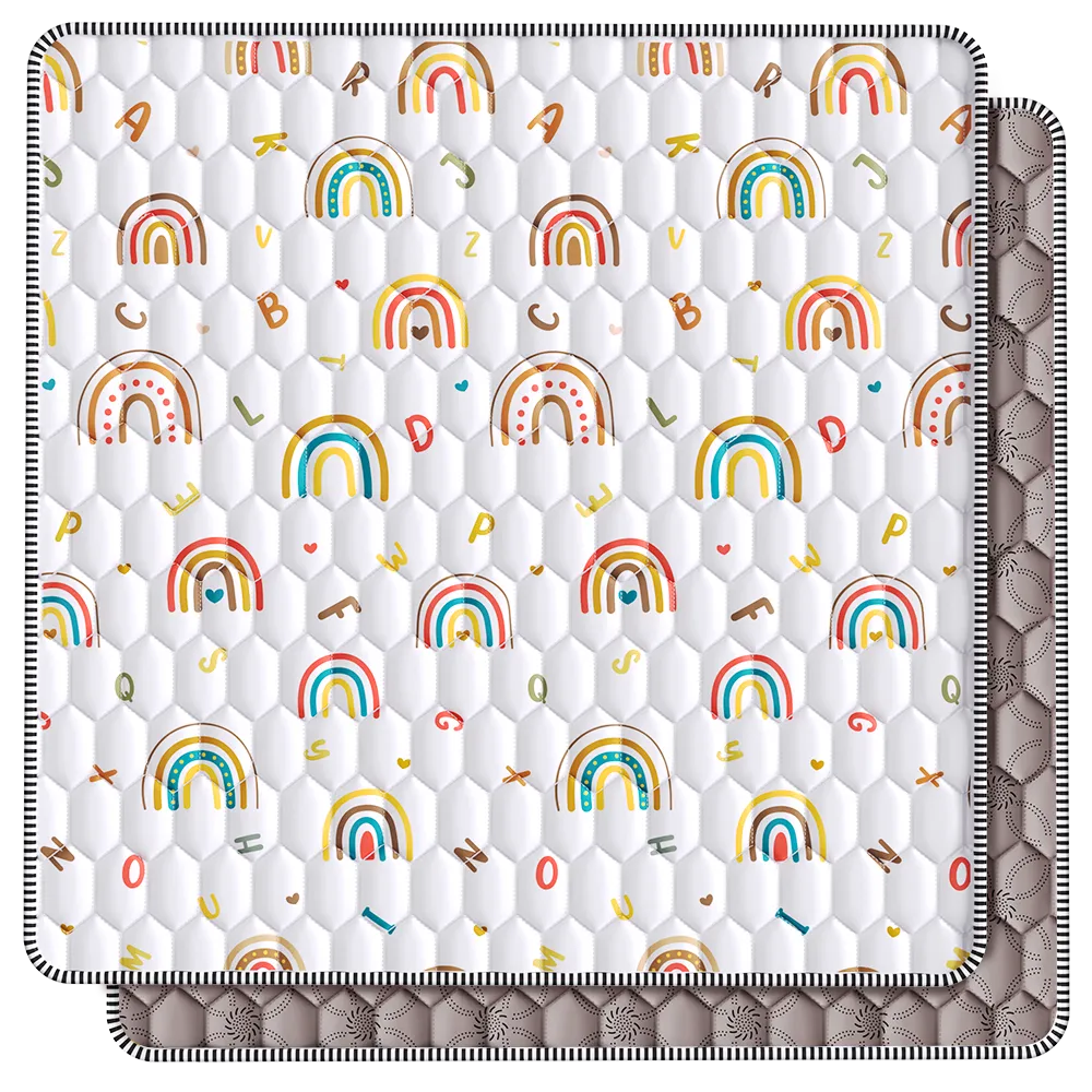 baby playing on rainbow baby floo mat