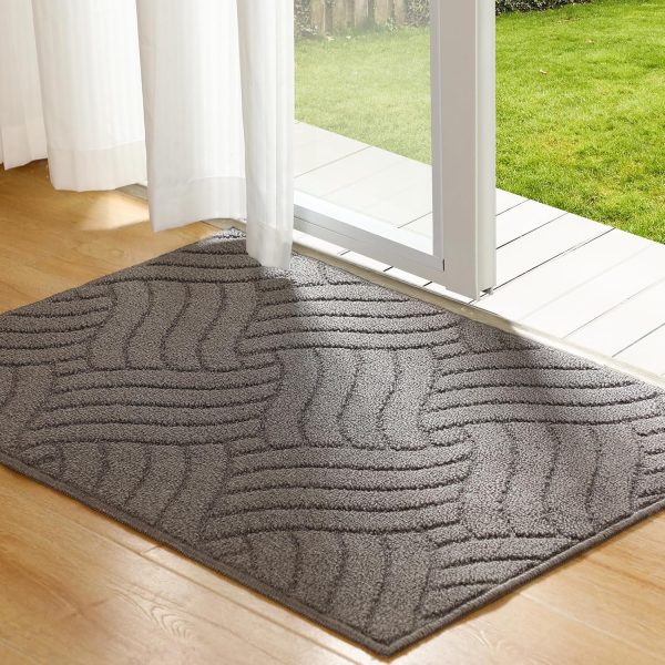 Dark gray knot design wavy pattern indoor outdoor doormat